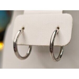ITALY 925 Sterling Silver Hollow Hoop Pierced Earrings 1”